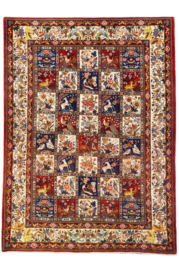 فرش دستباف بختاری خشتی شکار شش متری کد 1120 (293 در 210)