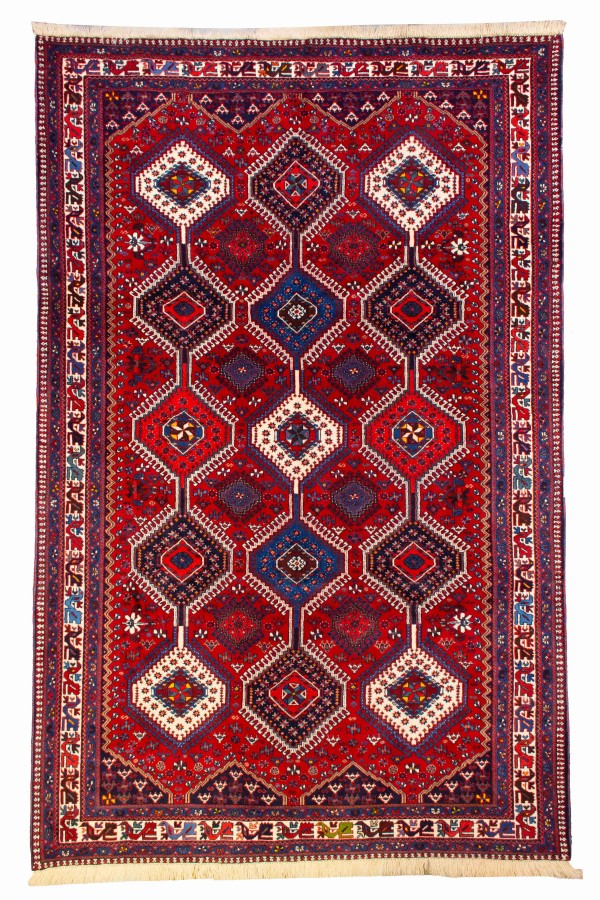 فرش دستباف قشقای یلمه شش متری قرمز کد 1126 (315 در 205)
