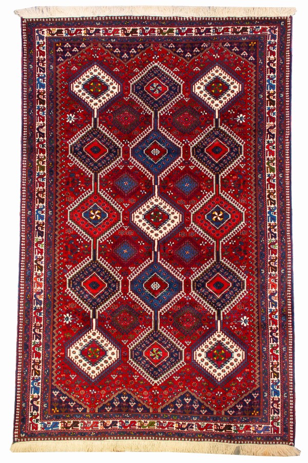 فرش دستباف قشقای یلمه شش متری قرمز کد 1127 (315 در 205)