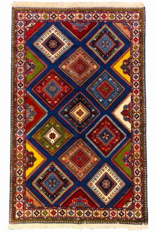 فرش دستباف قشقایی یلمه چهار متری آبی کد 1063 (245 در 154)