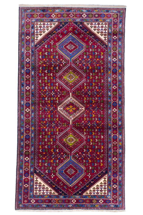 فرش دستباف قشقایی یلمه قرمز اعلا کد 1429 (305 در 162)