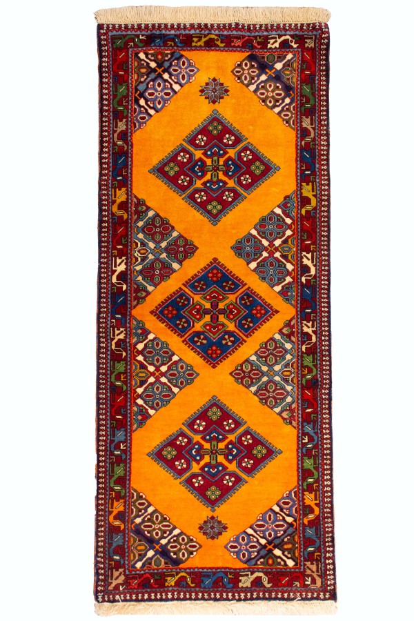فرش دستباف قشقایی یلمه نارنجی کناره کد 1030 (198 در 80)
