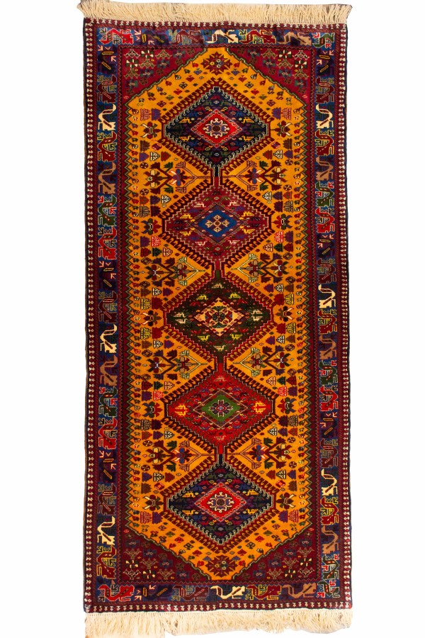 فرش دستباف قشقایی یلمه پرتقالی کناره دو متری کد 1004 (205 در 91)
