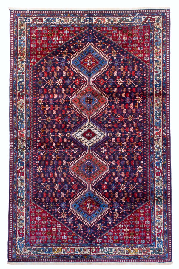 فرش دستباف قشقایی یلمه چهار متری سرمه ای کد 1428 (248 در 160)