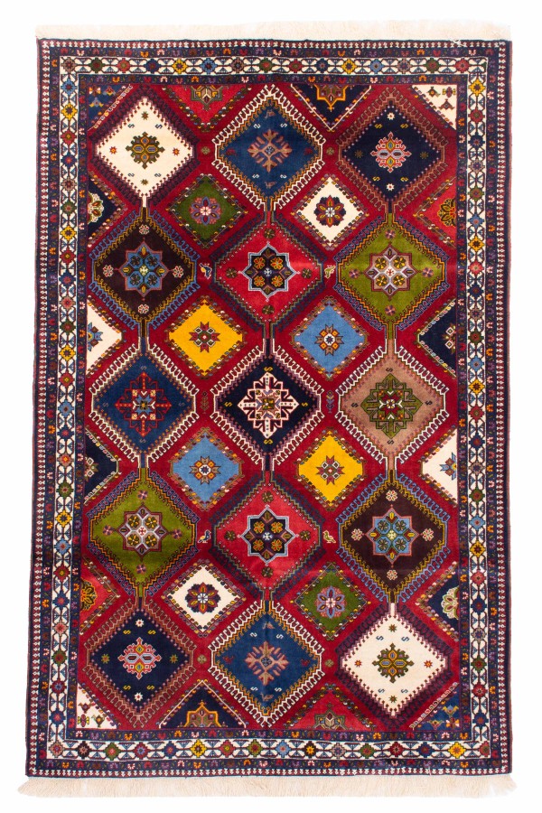 فرش دستباف قشقایی یلمه چهار متری حوض درهم کد 1424 (238 در 155)