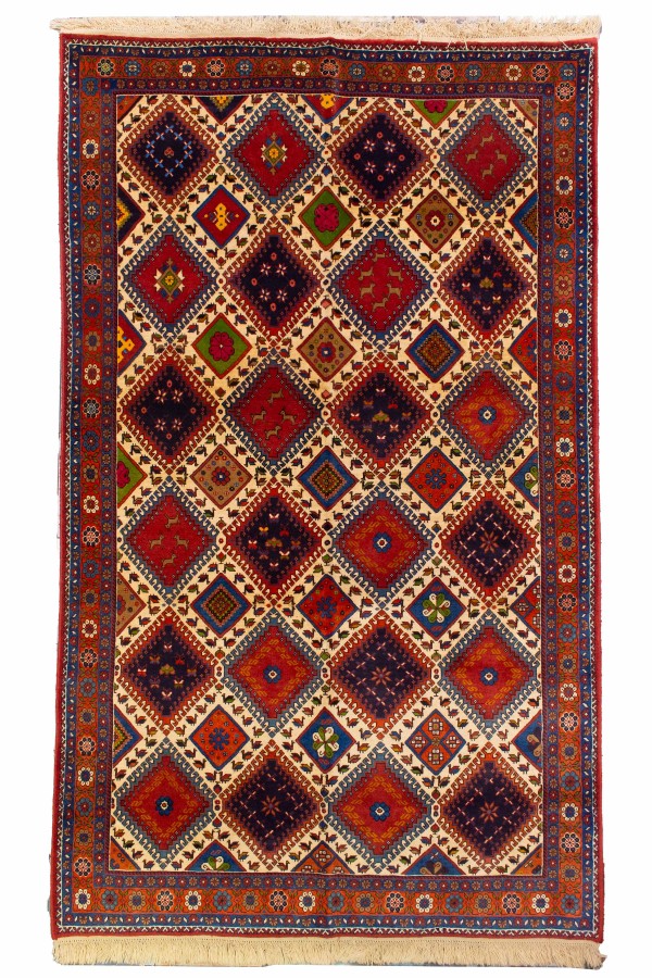 فرش دستباف قشقایی یلمه چهار متری کرم کد 1062 (257 در 154)