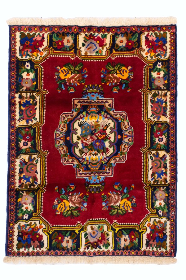 فرش دستباف گل فرنگ فرادنبه یک و نیم متری کد 1491