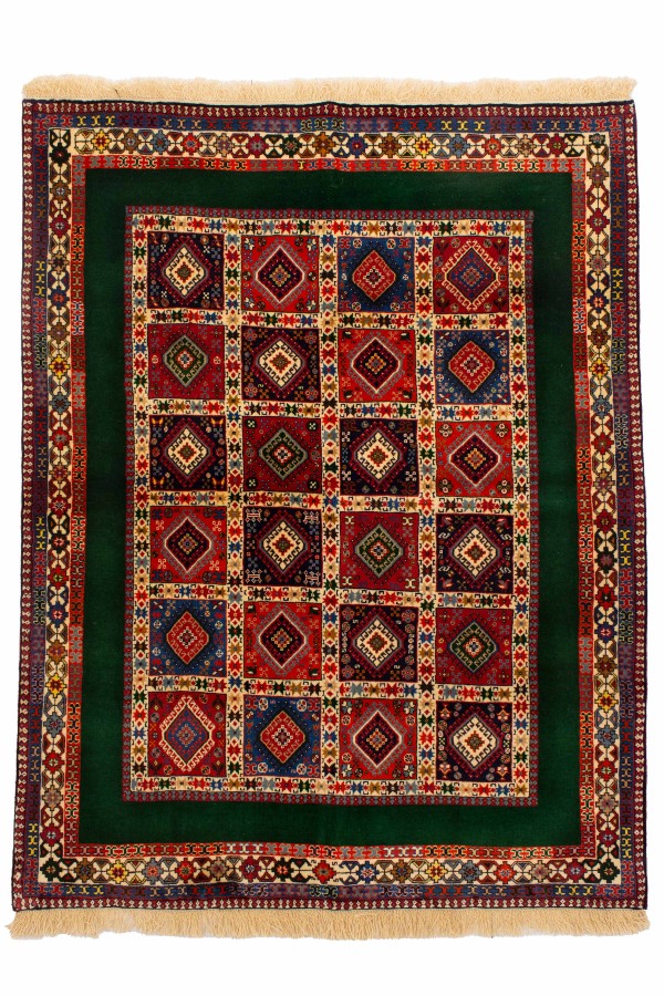 فرش دستباف یلمه دور ساده یشمی سه متری کد 1478 (195 در 150)