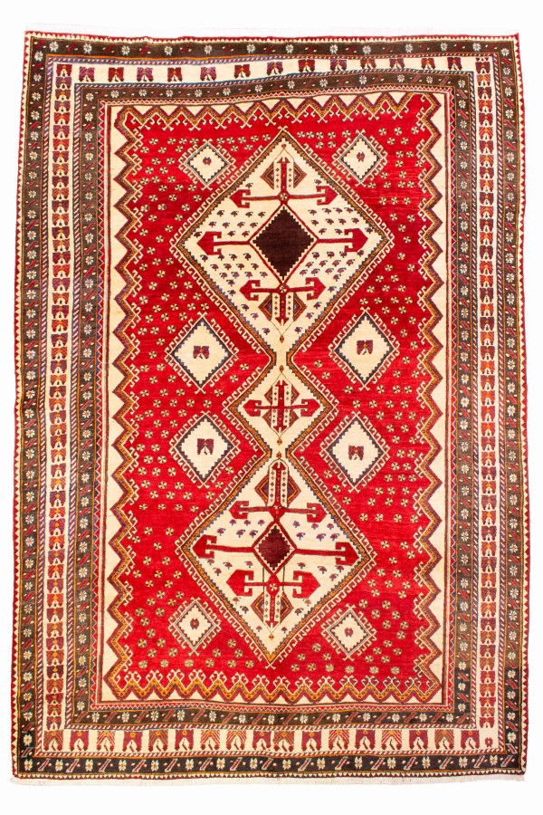 فرش دستبافت آنتیک قشقایی شش متری کد 1027 (298 در 205)
