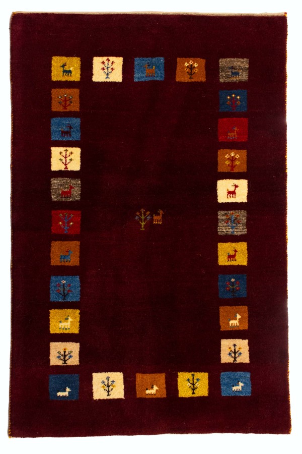 گبه دستباف قشقایی حاشیه خشتی ذرع نیم کد 2689 (150 در 97)