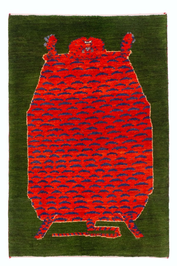 گبه دستباف قشقایی طرح ببر کد 2693 (150 در 100)