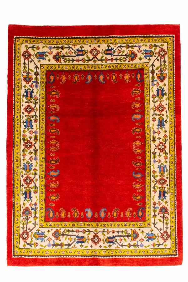 گبه دستباف قشقایی کف ساده لاکی کد 2150 (214 در 155)